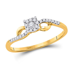 Promise Ring | 10kt Yellow Gold Womens Round Diamond Cluster Promise Ring 1/10 Cttw | Splendid Jewellery GND