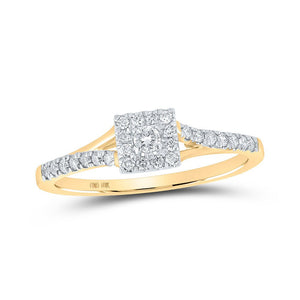 Promise Ring | 10kt Yellow Gold Womens Round Diamond Halo Promise Ring 1/4 Cttw | Splendid Jewellery GND