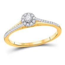 Load image into Gallery viewer, Radiant Love 10kt Yellow Gold Diamond Halo Promise Ring product  Top View from Splendid Jewellery