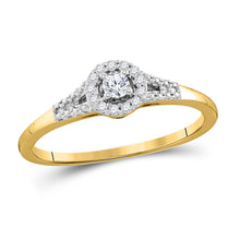 Load image into Gallery viewer, Radiant Love | 10kt Yellow Gold Womens Round Diamond Solitaire Promise Ring 1/8 Cttw product  Top View from Splendid Jewellery