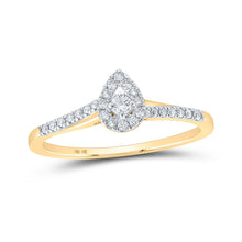 Load image into Gallery viewer, Captivating Teardrop Halo Diamond Promise Ring in 10kt Yellow Gold - Top View