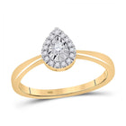 Radiant Tear Diamond Promise Ring - 10kt Yellow Gold Teardrop Halo - 1/6 Cttw - Top View