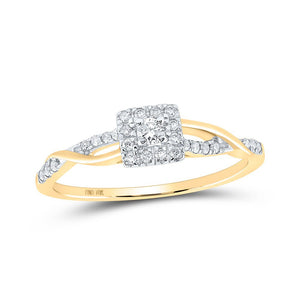 Promise Ring | 10kt Yellow Gold Womens Round Diamond Twist Halo Promise Ring 1/5 Cttw | Splendid Jewellery GND