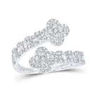 Quatrefoil Brilliance | 10kt White Gold Womens Round Diamond Cuff Band Ring 3/4 Cttw - Splendid Jewellery