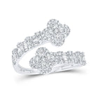 Quatrefoil Brilliance | 10kt White Gold Womens Round Diamond Cuff Band Ring 3/4 Cttw - Splendid Jewellery