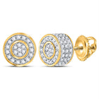 Radiant 10kt Yellow Gold Men's Diamond 3D Cluster Stud Earrings 3/4 Cttw  Top View from Splendid Jewellery