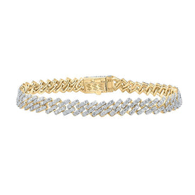 Radiant 10kt Yellow Gold Men's Diamond Link Bracelet - 7 - 5/8 Cttw - Splendid Jewellery