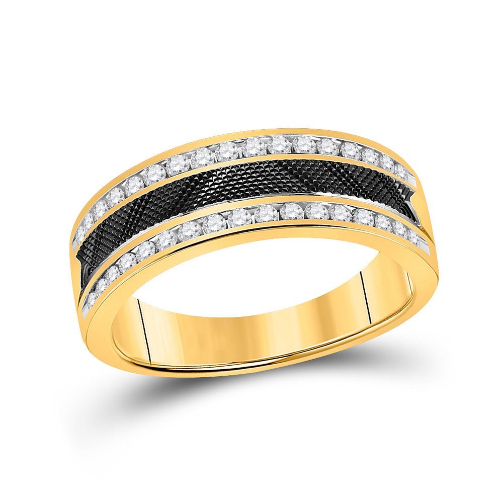 Radiant 14kt Yellow Gold Men's Double Row Diamond Wedding Band Ring - 1/2 Cttw | Splendid Jewellery - Splendid Jewellery