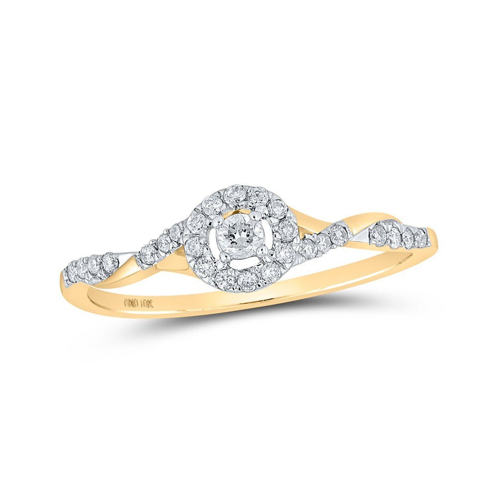 Radiant Affection | 10kt Yellow Gold Womens Round Diamond Halo Promise Ring 1/5 Cttw - Splendid Jewellery
