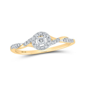 Radiant Affection | 10kt Yellow Gold Womens Round Diamond Halo Promise Ring 1/5 Cttw - Splendid Jewellery