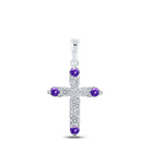 Radiant Amethyst Diamond Cross Pendant in 10kt White Gold - Splendid Jewellery