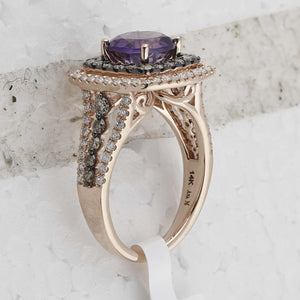 Radiant Amethyst Diamond Fashion Ring - 14kt Rose Gold Women's Jewelry - Splendid Jewellery