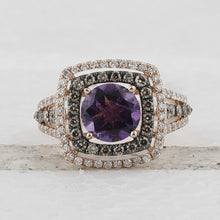 Load image into Gallery viewer, Radiant Amethyst Diamond Fashion Ring - 14kt Rose Gold Women's Jewelry - Splendid Jewellery