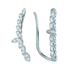 Radiant Ascent: 10kt White Gold Womens Round Diamond Climber Earrings 1/4 Cttw - Splendid Jewellery