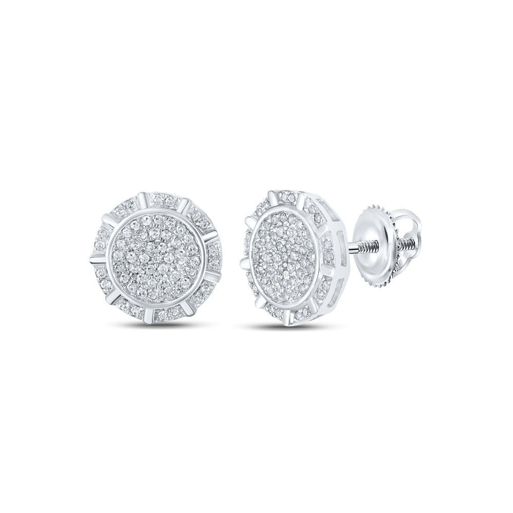 Radiant Aura: 10kt White Gold Diamond Circle Earrings - Splendid Jewellery