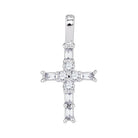 Radiant Baguette Diamond Cross Pendant - 10kt White Gold Women's Symbol of Elegance and Faith - Splendid Jewellery