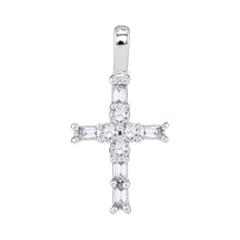 Load image into Gallery viewer, Radiant Baguette Diamond Cross Pendant - 10kt White Gold Women's Symbol of Elegance and Faith - Splendid Jewellery