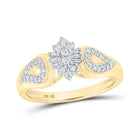 Radiant Beauty: 10kt Yellow Gold Womens Round Diamond Cluster Ring 1/4 Cttw - Splendid Jewellery
