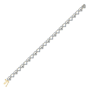 Radiant Black Diamond Heart Link Bracelet in Yellow - Tone Sterling Silver - Splendid Jewellery