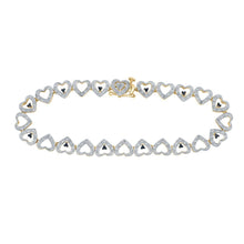 Load image into Gallery viewer, Radiant Black Diamond Heart Link Bracelet in Yellow - Tone Sterling Silver - Splendid Jewellery