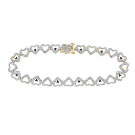 Radiant Black Diamond Heart Link Bracelet in Yellow-Tone Sterling Silver  Top View from Splendid Jewellery