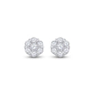 Radiant Blooms: 10kt White Gold Womens Round Diamond Flower Cluster Earrings 1/10 Cttw - Splendid Jewellery