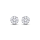 Radiant Blooms: 10kt White Gold Womens Round Diamond Flower Cluster Earrings 1/10 Cttw - Splendid Jewellery