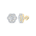 Radiant Blossom: 10kt Yellow Gold Diamond Flower Cluster Earrings - Splendid Jewellery