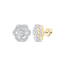 Load image into Gallery viewer, Radiant Blossom: 10kt Yellow Gold Diamond Flower Cluster Earrings - Splendid Jewellery