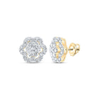 Radiant Blossom: 10kt Yellow Gold Diamond Flower Cluster Earrings - Splendid Jewellery