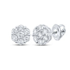 Radiant Blossom 14kt White Gold Diamond Cluster Earrings - Splendid Jewellery
