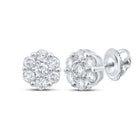 Radiant Blossom 14kt White Gold Diamond Cluster Earrings - Splendid Jewellery