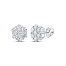 Radiant Blossom: 14kt White Gold Diamond Flower Cluster Earrings - Splendid Jewellery