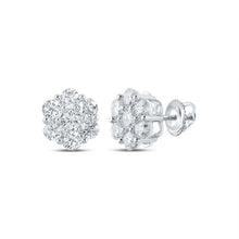 Load image into Gallery viewer, Radiant Blossom: 14kt White Gold Diamond Flower Cluster Earrings - Splendid Jewellery