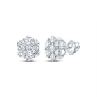 Radiant Blossom: 14kt White Gold Diamond Flower Cluster Earrings - Splendid Jewellery