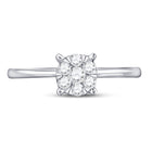 Radiant Blossom Diamond Cluster Ring | 10kt White Gold Womens Round Diamond Flower Cluster Ring 1/4 Cttw | Splendid Jewellery Front View from Splendid Jewellery