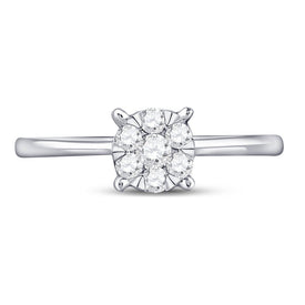 Radiant Blossom Diamond Cluster Ring | 10kt White Gold Womens Round Diamond Flower Cluster Ring 1/4 Cttw | Splendid Jewellery Front View from Splendid Jewellery
