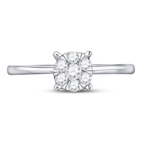 Radiant Blossom Diamond Cluster Ring | 10kt White Gold Womens Round Diamond Flower Cluster Ring 1/4 Cttw | Splendid Jewellery - Splendid Jewellery