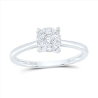 Radiant Blossom Diamond Cluster Ring | 10kt White Gold Womens Round Diamond Flower Cluster Ring 1/4 Cttw | Splendid Jewellery Top View from Splendid Jewellery