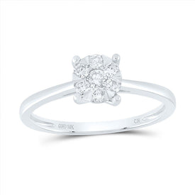 Radiant Blossom Diamond Cluster Ring | 10kt White Gold Womens Round Diamond Flower Cluster Ring 1/4 Cttw | Splendid Jewellery Top View from Splendid Jewellery