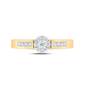 Radiant Blossom Diamond Cluster Ring | 10kt Yellow Gold Womens Round Diamond Flower Cluster Ring 1/4 Cttw | Splendid Jewellery - Splendid Jewellery