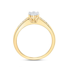 Load image into Gallery viewer, Radiant Blossom Diamond Cluster Ring | 10kt Yellow Gold Womens Round Diamond Flower Cluster Ring 1/4 Cttw | Splendid Jewellery Side View from Splendid Jewellery