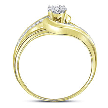 Load image into Gallery viewer, Radiant Blossom Diamond Cluster Ring - 10kt Yellow Gold Womens Round Diamond Swirl Flower Cluster Ring 1/4 Cttw - Top View