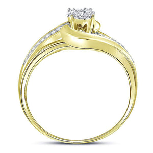 Radiant Blossom Diamond Cluster Ring - 10kt Yellow Gold Womens Round Diamond Swirl Flower Cluster Ring 1/4 Cttw - Splendid Jewellery