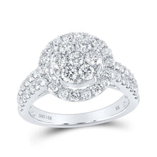 Load image into Gallery viewer, Radiant Blossom Diamond Cluster Ring | 14kt White Gold Womens Round Diamond Flower Cluster Ring 1 - 1/2 Cttw - Splendid Jewellery