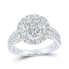 Radiant Blossom Diamond Cluster Ring | 14kt White Gold Womens Round Diamond Flower Cluster Ring 1 - 1/2 Cttw - Splendid Jewellery