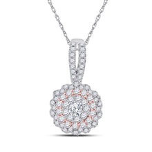 Load image into Gallery viewer, Radiant Blossom Diamond Pendant | 14kt Two - tone Gold Womens Round Diamond Flower Cluster Pendant 1/2 Cttw | Splendid Jewellery - Splendid Jewellery
