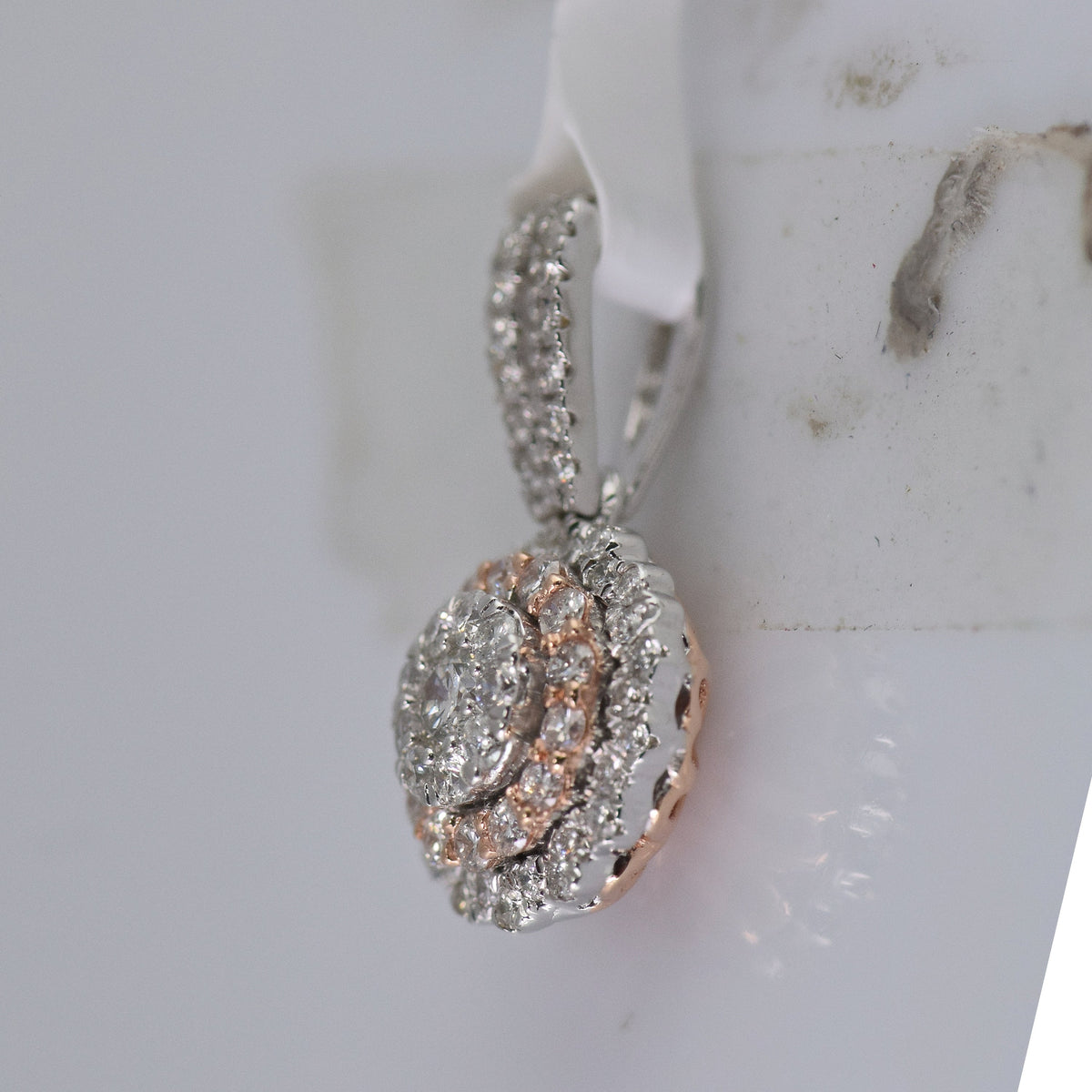 Radiant Blossom Diamond Pendant | 14kt Two - tone Gold Womens Round Diamond Flower Cluster Pendant 1/2 Cttw | Splendid Jewellery - Splendid Jewellery