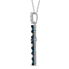Load image into Gallery viewer, Radiant Blue Diamond Cross Pendant - 10kt White Gold Women's Symbol of Faith and Elegance - Splendid Jewellery