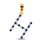 Radiant Blue Sapphire and Diamond Initial Pendant in 10kt Yellow Gold - Splendid Jewellery